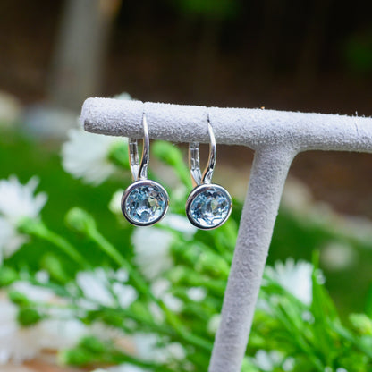 SS 1.64cttw Aquamarine Bezel Earring EG14367SVJAQ