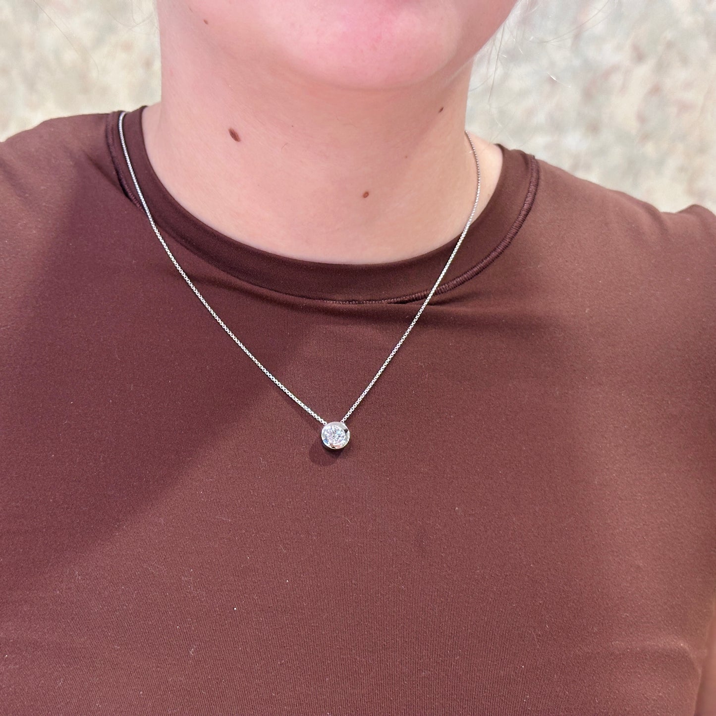 SS 6mm CZ Bezel Necklace SNJ48TLCZ - 18"
