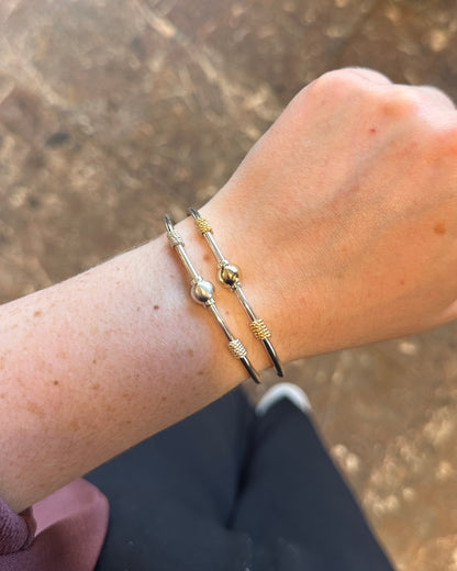 SS Double Rope Plain Bead Bracelet SB5425-70