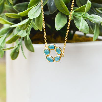 18k Vermeil Apatite Flower Necklace CL129-022/APO -18"