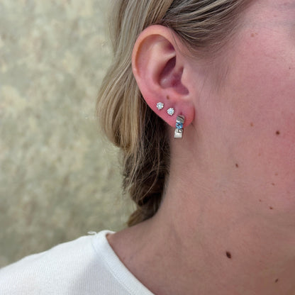 SS .65cttw Blue Topaz Huggie Hoop SEM85TLBT