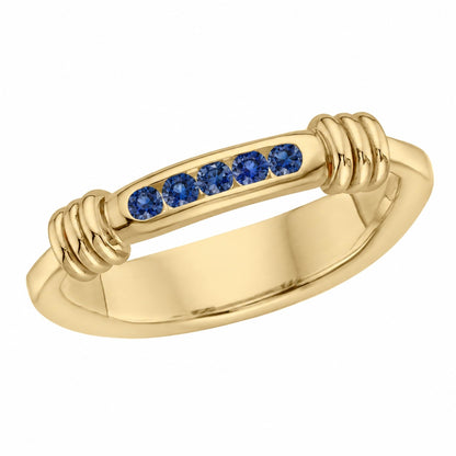 14kY .10cttw Blue Sapphire Signature Ring RI16620D-7