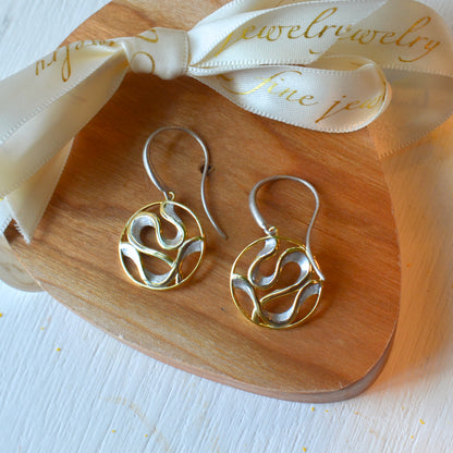 SS/18k Vermeil Ribbon Dangle Earring PE20 - 7753/O