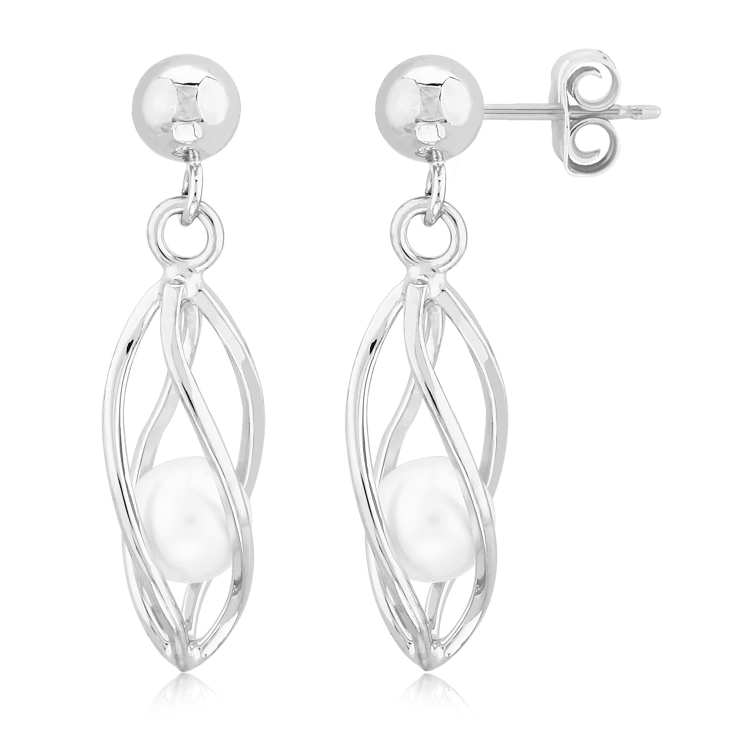 SS Pearl Cage Dangle Earring 61/1074