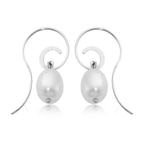SS Curved Wire Hook Pearl Drop 6181PP-SS