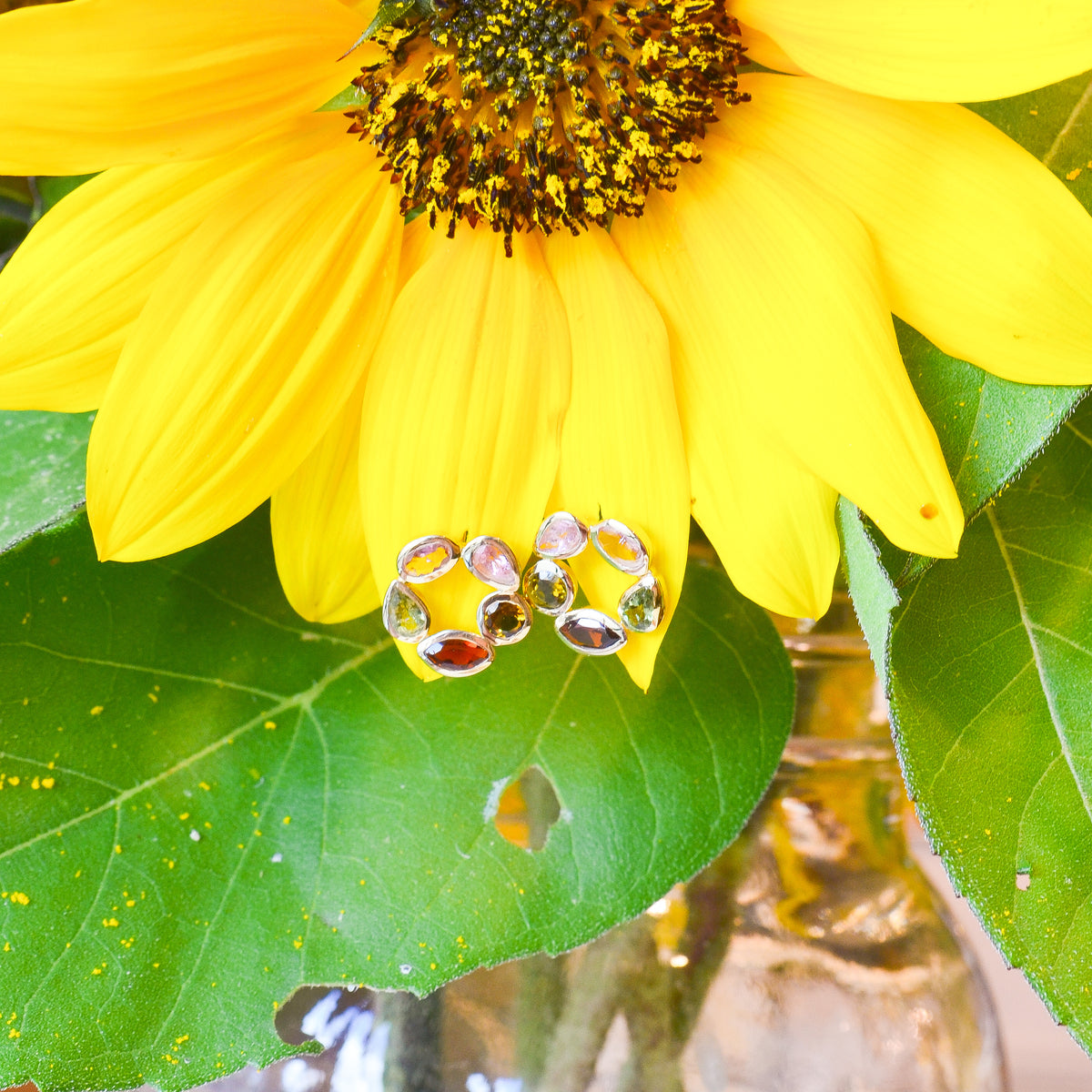 18k Vermeil Tourmaline Flower Stud PE29 - 057/OTU