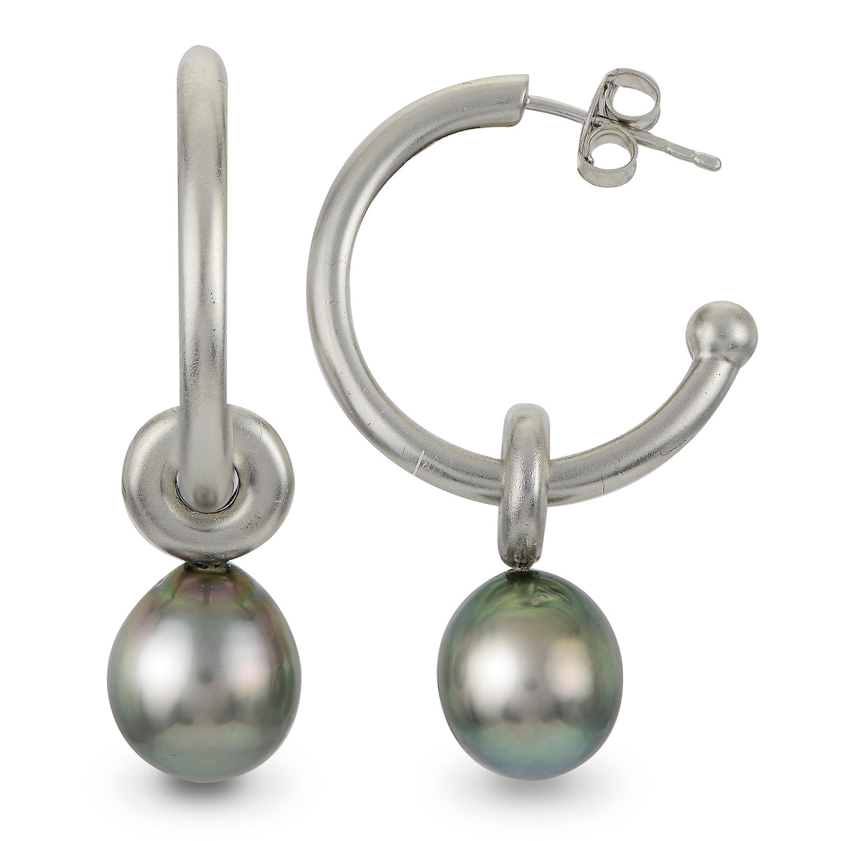 SS 9-10mm Tahitian Pearl Hoop 626343/B