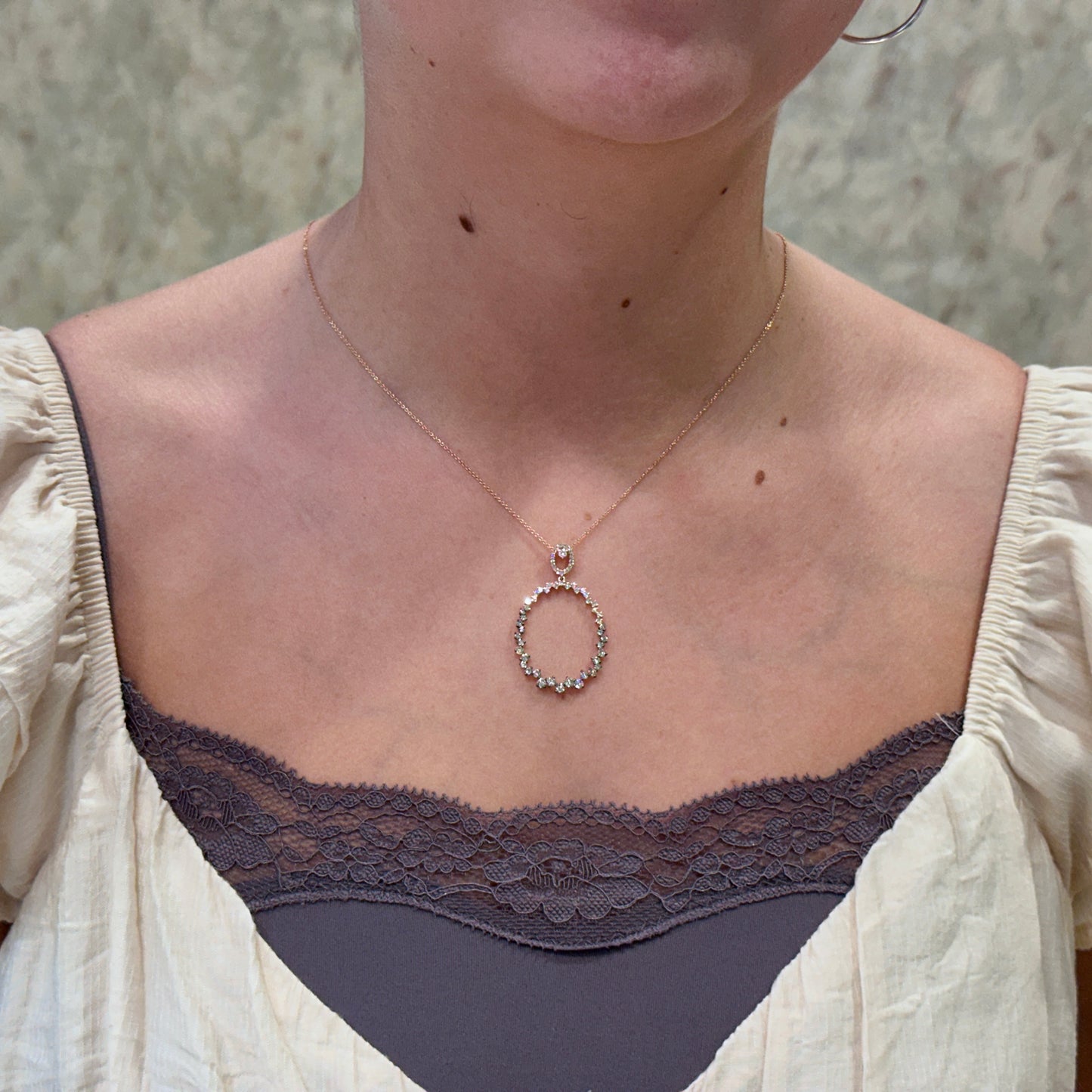14kR .91cttw White & Champagne Diamond Necklace COR36213712
