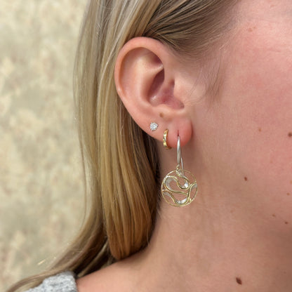 SS/18k Vermeil Ribbon Dangle Earring PE20 - 7753/O