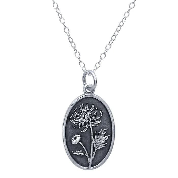 SS Chrysanthemum Flower Necklace 65906218 - 18.5"