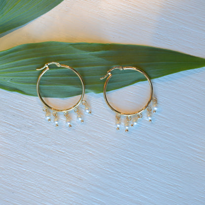 14kY 3mm Pearl Drop Hoop 03/398