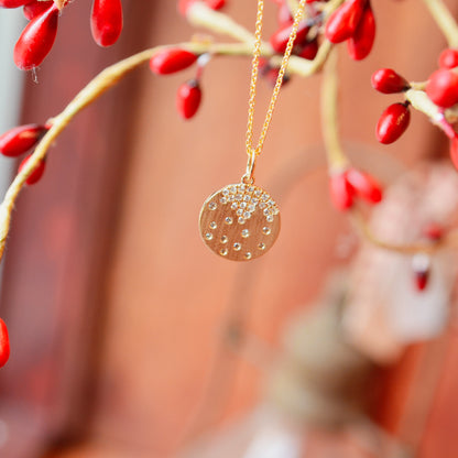 14kY .15cttw Diamond Disc Necklace AP86300D-801Y