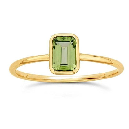 14kY Emerald Cut Peridot Bezel Ring 6795646-6