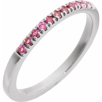 SS Stackable Pink Tourmaline Ring 689237