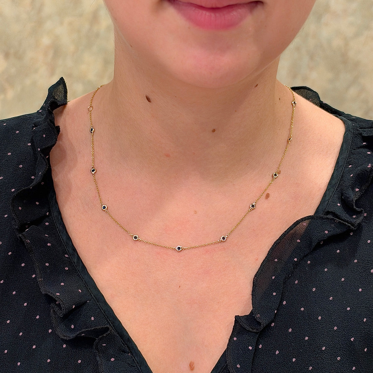 14kY .41cttw Sapphire Station Necklace SC55023794