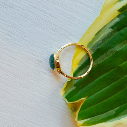 14kY 9x7mm Moss Agate .03ct Dia Ring 72315-7