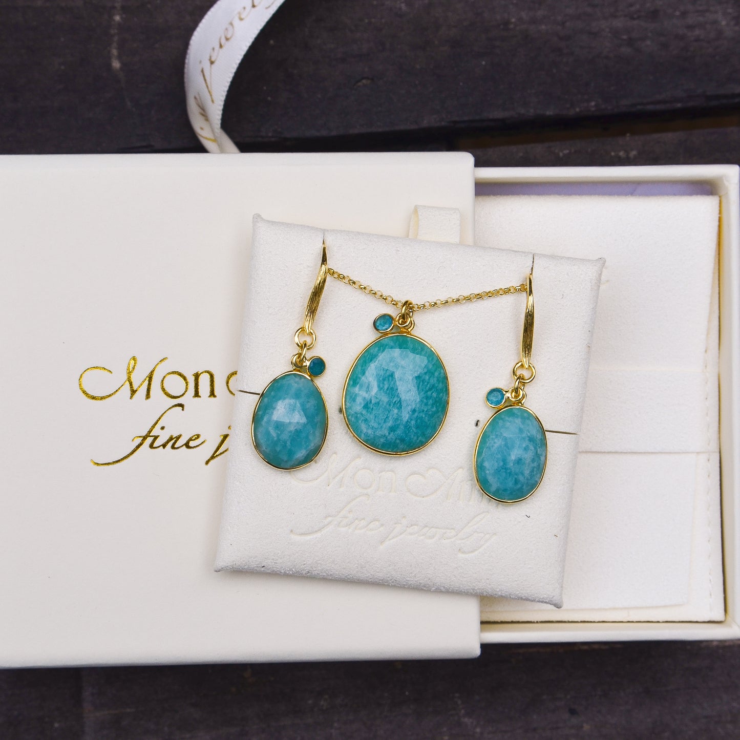 18k Vermeil Amazonite & Apatite Necklace CG-129- 900JAZO