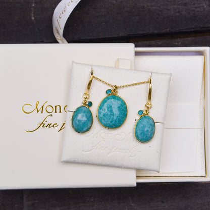 18k Vermeil Amazonite & Apatite Necklace CG-129- 900JAZO