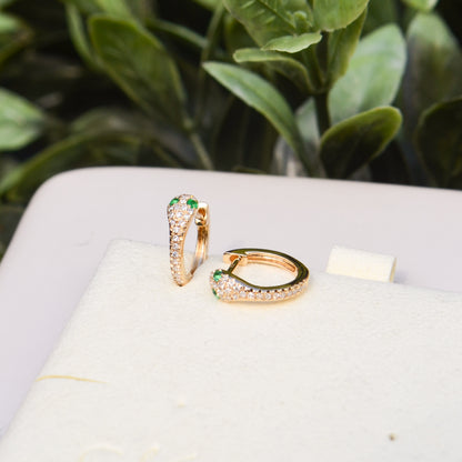 14kY .11cttw Diamond .07cttw Emerald Snake Hoop SC22008280