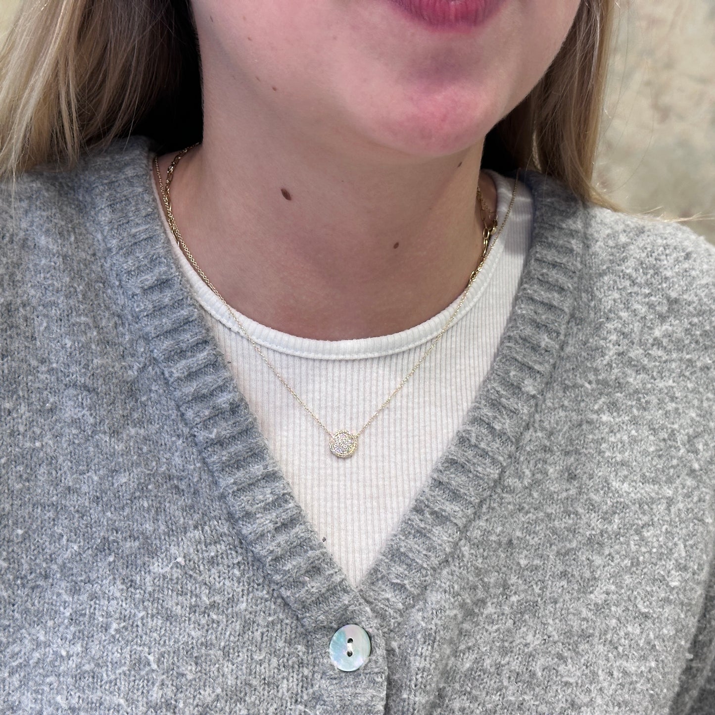 14kY .27cttw Diamond Pavé Circle Necklace SC55005171