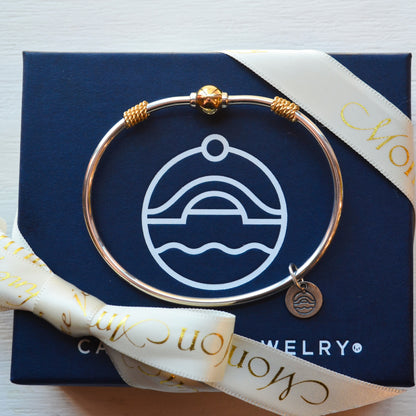 SS/YG Double Rope Plain Bead Bracelet ZB5425-70