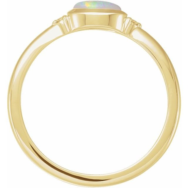 14kY 6x4mm Ethiopian Opal & .03ct Dia Ring 72315-6.75