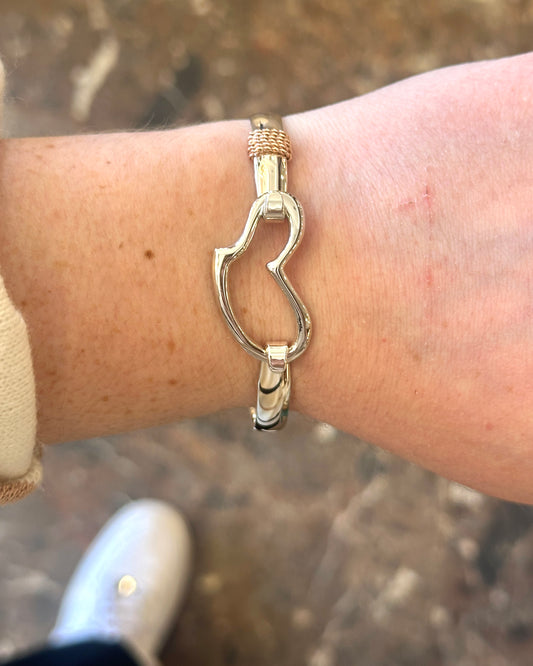 SS/RG Wide w/Rope Convertible Bracelet RB5421-65