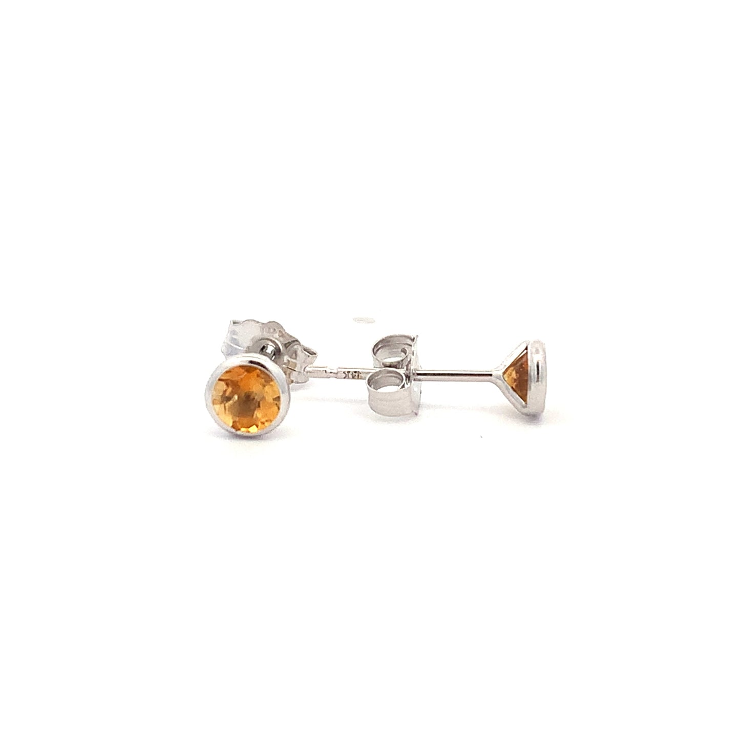 14kW 4mm Citrine Bezel Stud