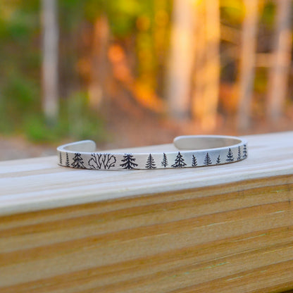 SS Tree Line Cuff Bracelet 6"