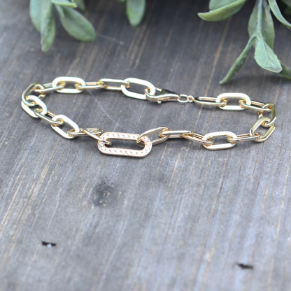 14kY .20cttw Diamond Paper Clip Bracelet SC55022956-7