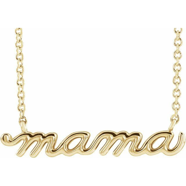18kY Gold Plated Mama Script Necklace 87395