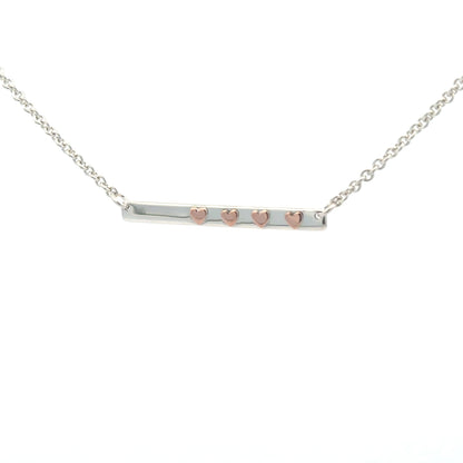 SS 4 Heart Bar Necklace NE16011HR4