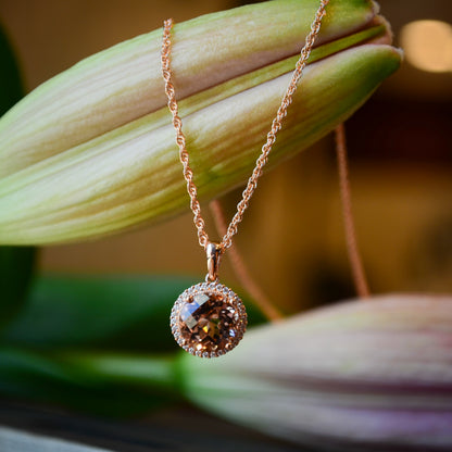 14kR 2.07ct Morganite .11cttw Diamond Necklace N7771