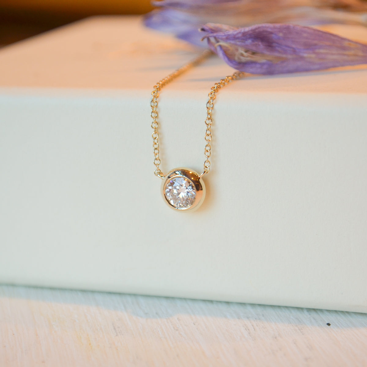 14kY .50ct Diamond Bezel Necklace CU55002282