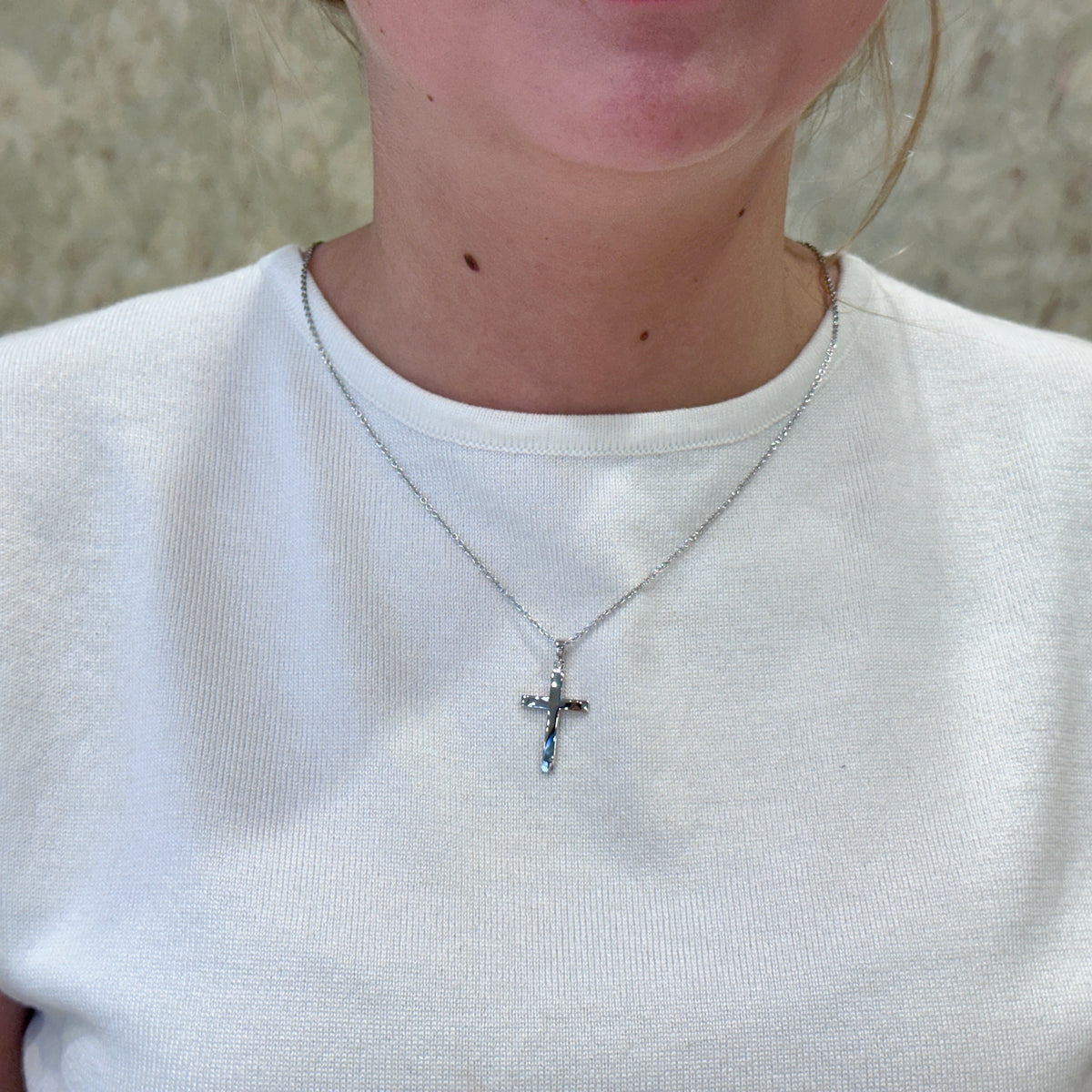 SS 24.5mm Cross Necklace SNF56MN