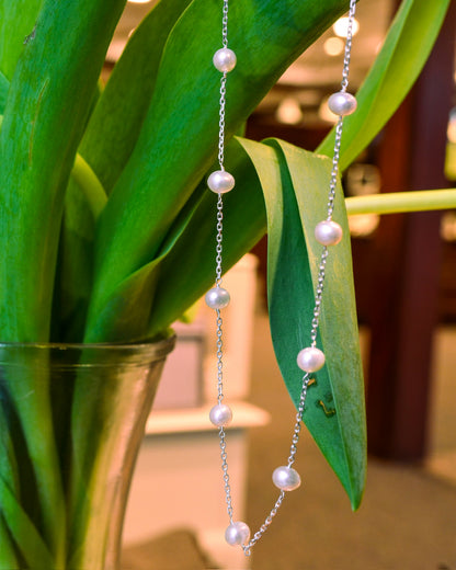 SS Freshwater Pearl Station Necklace CH350-18