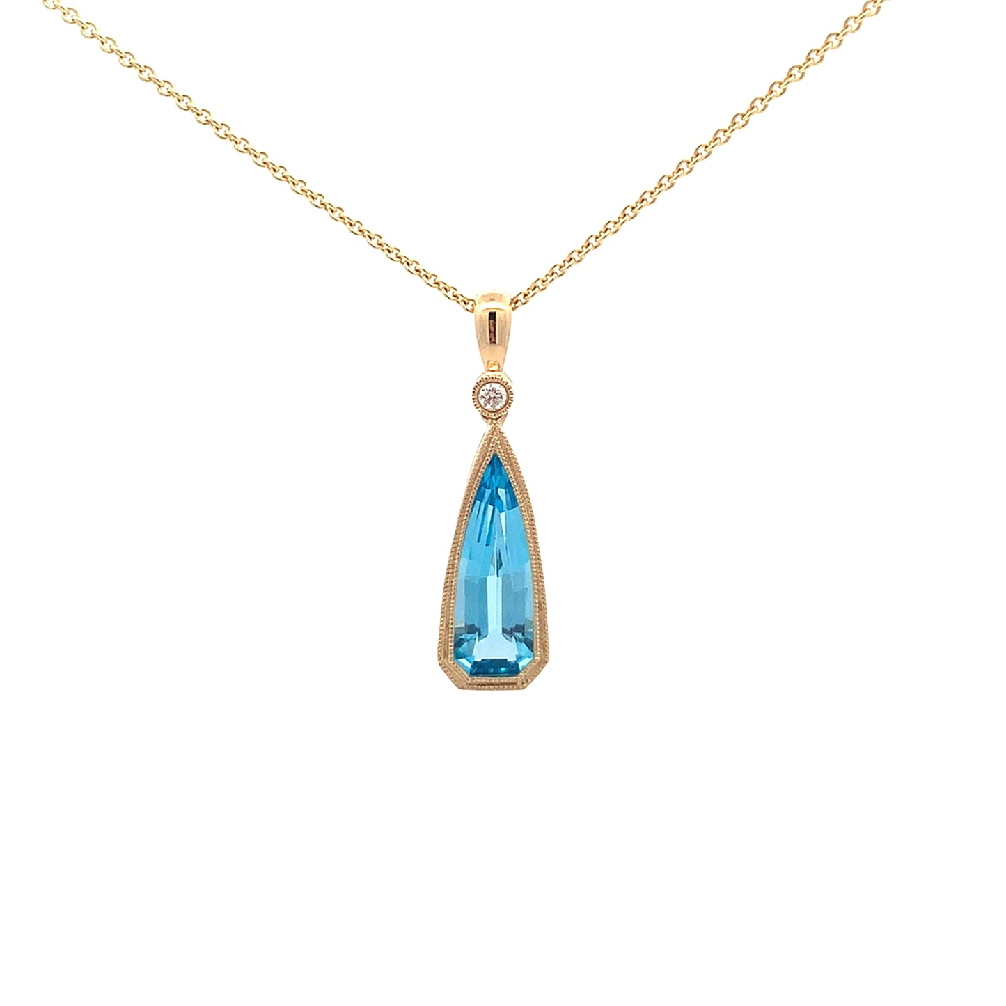 14kY 2.50ct Blue Topaz .03ct Diamond Pendant TPA4689NBT