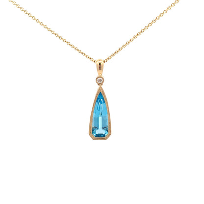 14kY 2.50ct Blue Topaz .03ct Diamond Pendant TPA4689NBT