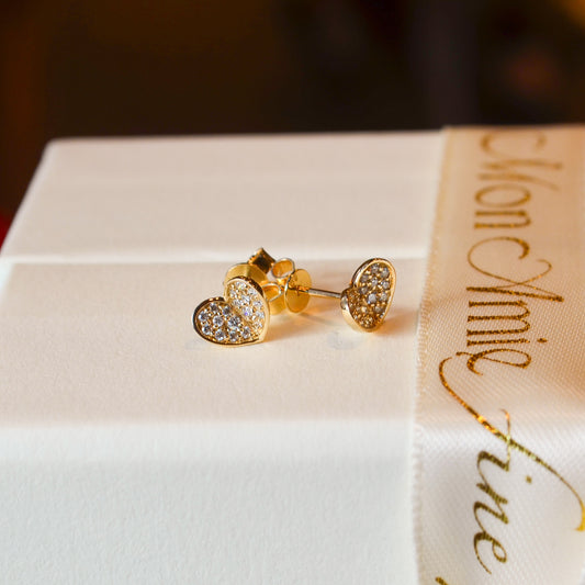 14kY .16cttw Diamond Heart Stud E- 0205-D