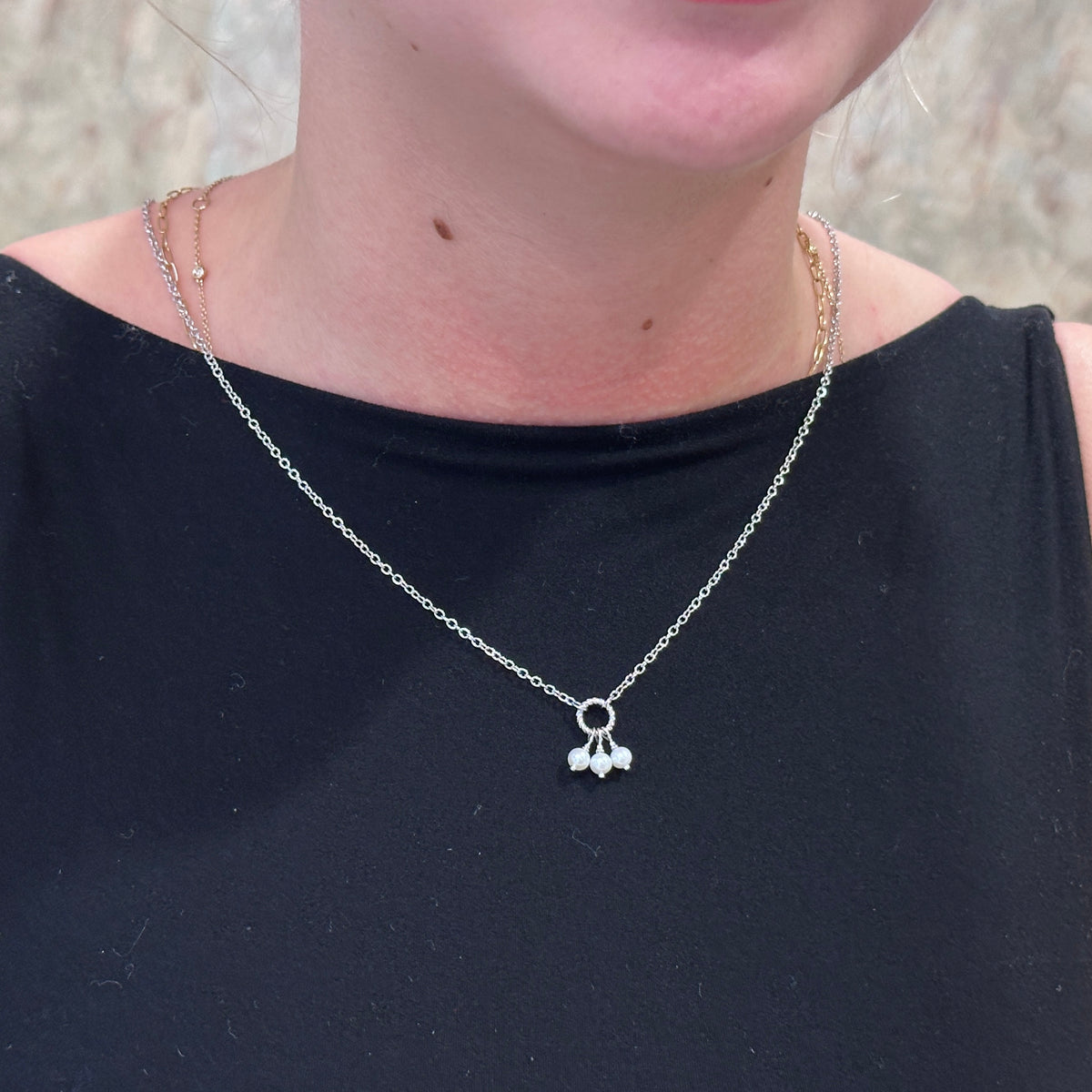 SS Pearl Necklace NK2796SVJPL-18"