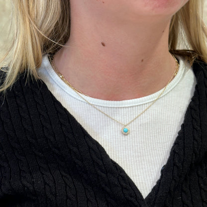 14kY .30ct Turquoise & .09cttw Diamond Necklace SC55026982