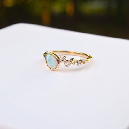 14kY .37ct Opal .10cttw Diamond Ring TRQ7713NOP - 6.5