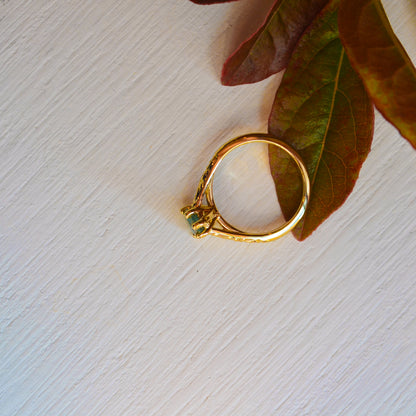 14kY 9x6mm Pear Moss Agate Ring 126333