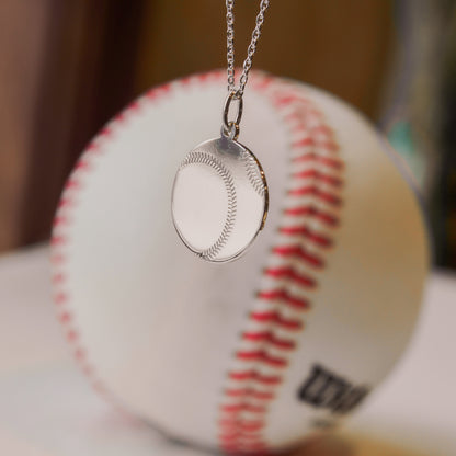 SS Engravable Baseball Necklace 88793-16-18
