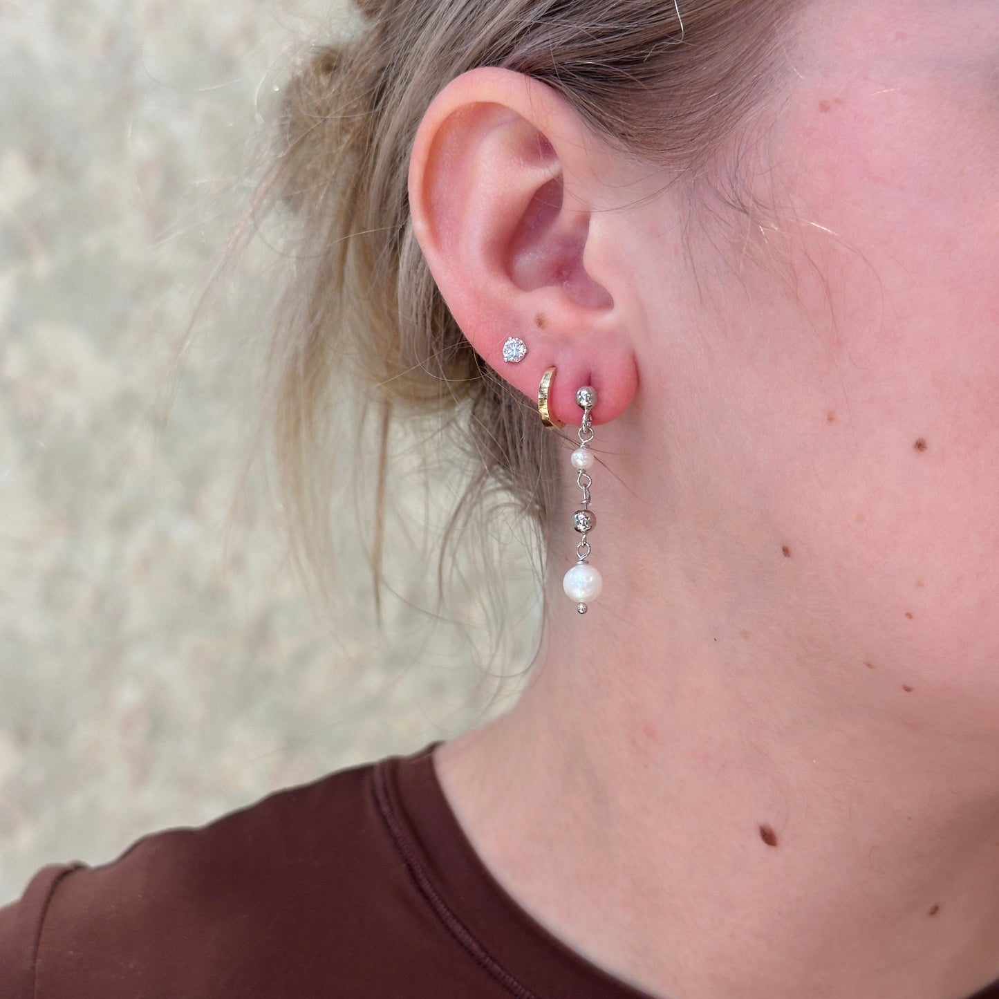 SS Pearl Chain Drop Earring AGER14625