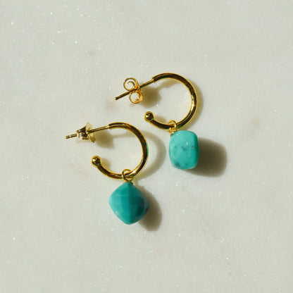 14kY Turquoise Drop Hoop 03/606TQ