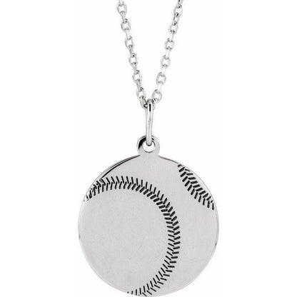SS Engravable Baseball Necklace 88793-16-18