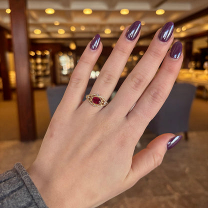 14kY 1.22ct Oval Ruby .32cttw Diamond Ring CR19797 - 7