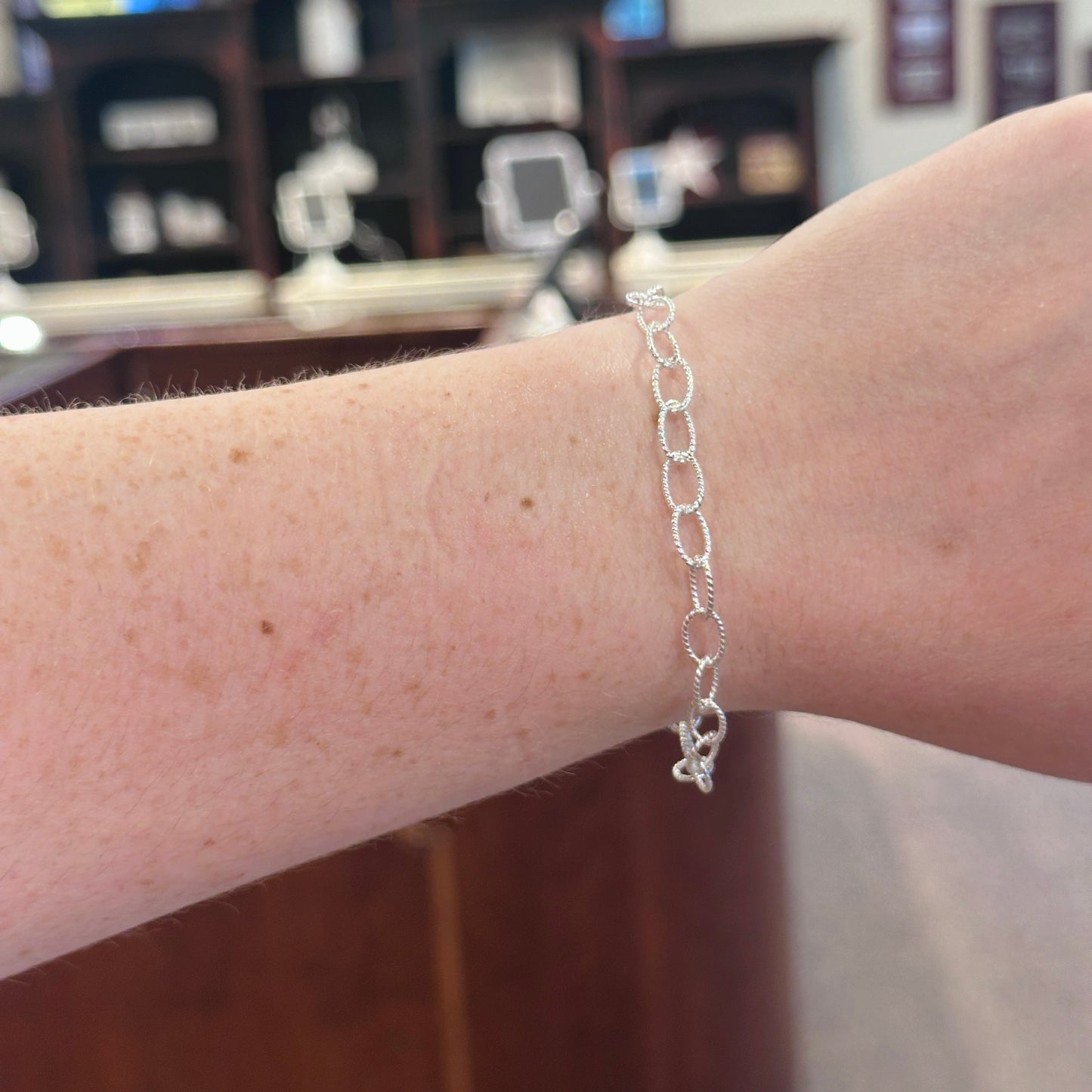 SS 6mm Knurled Cable Chain Bracelet CH1064 - 7"