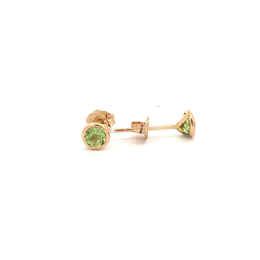 14kY 4mm Peridot Bezel Stud